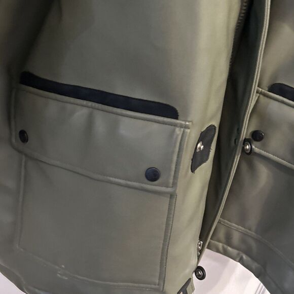 FIRST DOWN PVC Casting Leather Snow Jacket Size XL Rare Vintage Green - Picture 6 of 11